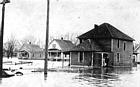 <B>1913 Beardstown Flood</B> showing the O'Neal residence on Third Street surrounded by high water