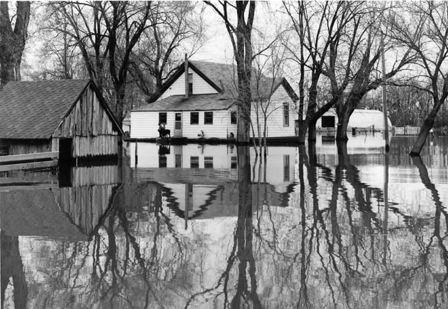 <B>Flooded Farmstead</B> near Beardstown, Illinois duirng a flood (undated)