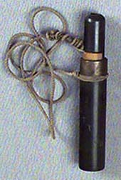 <b>Duck Call</b><br>J. Fred Mott, Jr. (1893-), Pekin, Illinois<br>black wood, brass, 5 3/4 inches long<br>Illinois State Museum Collection (798881)