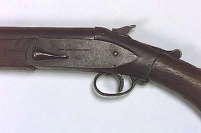 <b>Single barrel shotgun</b><br>NEW LONG RANGE WINNER/CHOKE BORED, GENUINE ARMORY STEEL.  Serial Number 145265. Cat. No. 170.<br>Seized during the Taylorville Mine Wars.<br>Illinois State Museum Collection.