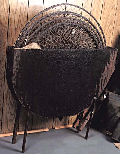 <b>Net-Tarring Vat</b>, ca. 1940.<br>  Welded iron.  <br>Meredosia River Museum exhibit.  <br>On loan from Carol Ruyle, Meredosia, Illinois.