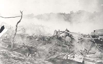 <b>The Majestic in Ruin</b> after catching fire at Matanzas Beach in 1922.