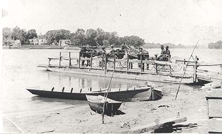 <b>Ferry at Frederick</b> before the bridge was built.  The ferry ran from 1826-1888.