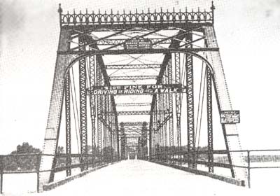 <b>Beardstown's Toll Bridge</b>, built in 1888, was the first bridge built at Beardstown.  The bridge spanned the Illinois River from the foot of State Street to Schuyler County.