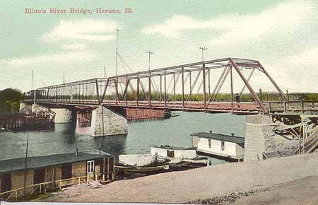 <b>Post Card Illustration of the Adams Street Bridge</b>, Havana, Illinois.