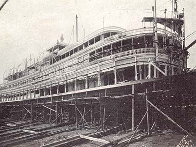 <b>Dry Dock</b>.  The Capital on the docks for repairs. Mark Twain wote a sketch about attending the launch of this steamer.