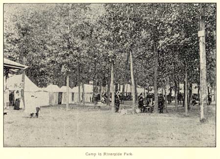 <b>Camping at the Chautauqua</b> at Riverside Park in Havana.  Picture from the 1897 Havana Chautauqua Assembly program.