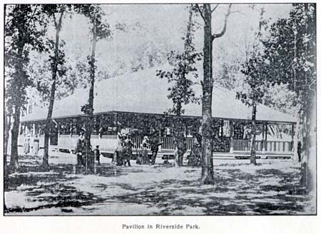 <b>Pavillion in Riverside Park</b>, circa 1897.  Picture from the 1897 Havana Chautauqua Assembly program.