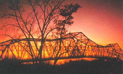 <b>The Bridge at Sunset</b>.  The Scott W. Lucas Bridge at Havana, Illinois.