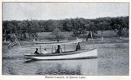<b>Station Launch in Quiver Lake</b>.  Taken from the 1896 Havana Chautauqua Assembly program.