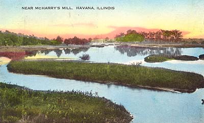 <b>Near McHarry's Mill</b>, Havana, Illinois.  Postcard.