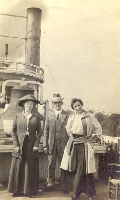 <b>Passengers on the Steamboat, Peoria</b>, identified only as Mr. Cherry and two ladies from Peoria.