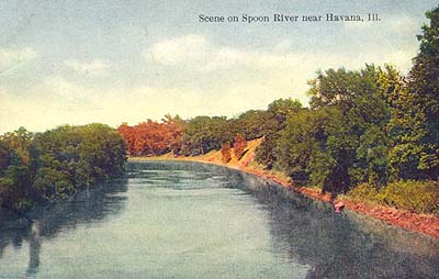 <b>The Spoon River </b>near Havana, Illinois.  Postcard.
