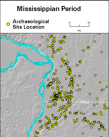 Distribution of
Mississippian Sites