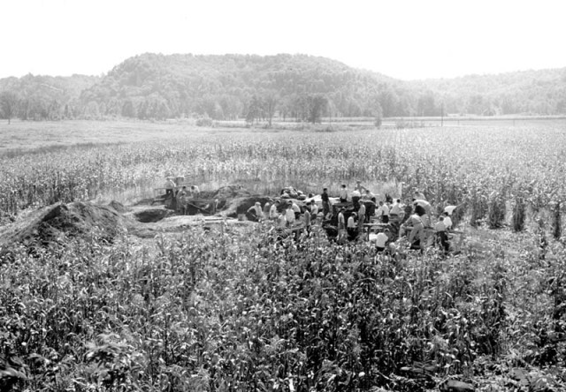 Archaeological Dig in Modern Corn Field