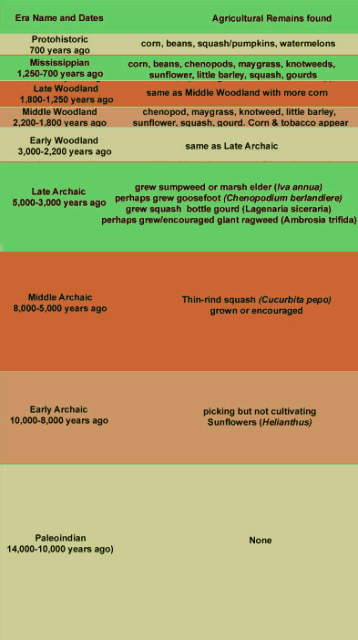 Timeline of Plants Cultivated by Native Americans in Illinois