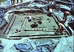 Archaological excavation of storage pit, Cahokia Mounds.