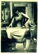 Max Kahn drawing of a woman ironing