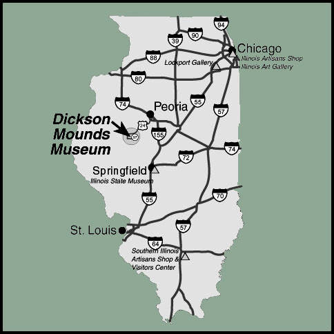 Location of Dickson Mounds in Illinois