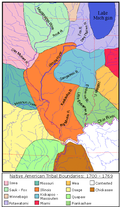 Map of Indian Tribes in Illinois