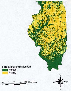 Illinois forest and prairie distribution