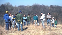 Group discussing planned fire