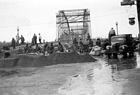 <B>Filling sand bags at the bridge</B> in Beardstown during a flood (undated)