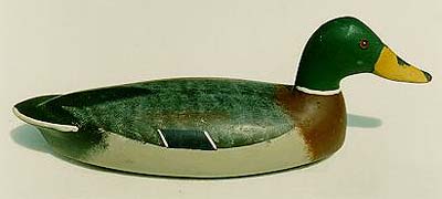 <b>Mallard Drake Decoy</b> (from the Dan Voohees rig).<br>Roy Hancock (1888-1964), Bath, Illinois.<br>Gift of Gerald Junker (98.10.9)<br>Lakeview Museum of Arts and Sciences Collection, Peoria, Illinois.