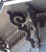 <b>Canton-Liverpool tollhouse restoration, bracket detail. Dickson Mounds Museum.</b>