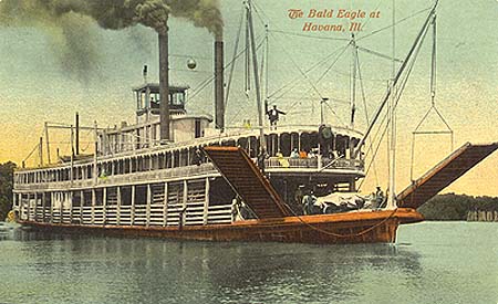 <b>The Bald Eagle at Havana</b>.  Postcard illustration.