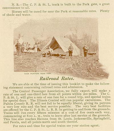 <b>Railroad Rates</b> from the 1898 Havana Chautauqua Assembly program.