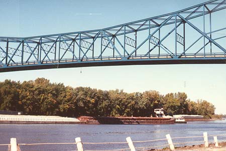 <b>A Barge Passing Under the Lucas Bridge</b>, Havana, Illinois.