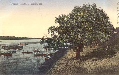 <b>Quiver Beach, Havana, Illinois</b>.  Postcard.