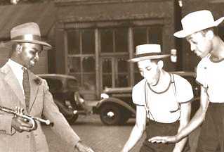 trumpet player and tap dancers