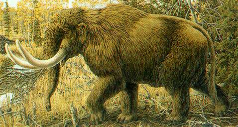 Larson painting of a mastodon
