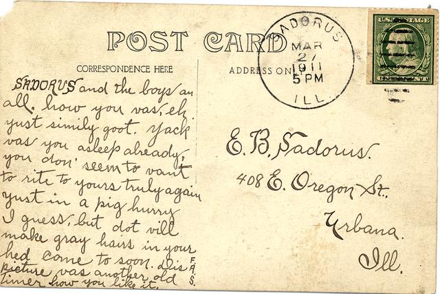 Postcard to Enos (reverse)