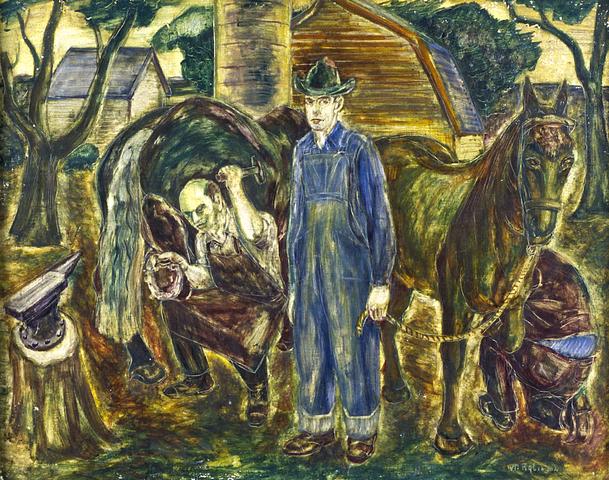 <i>Horseshoeing</i><br>Walter Paul Robinson (1903 - )