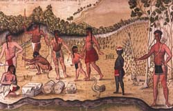 Drawing of several Indian nations at New Orleans, 1735